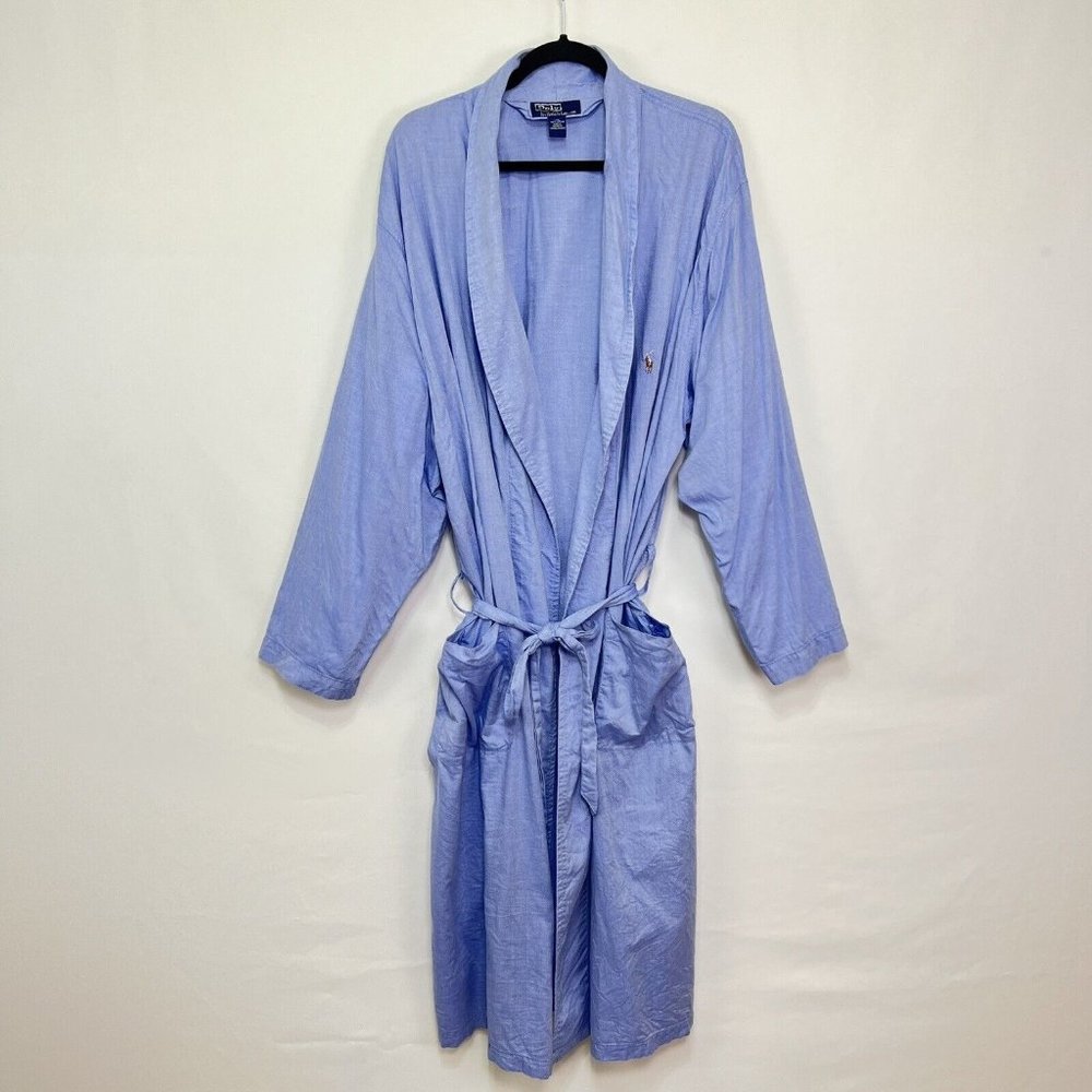 Polo By Ralph Lauren Mens Robe L/XL  Blue Lightweight Pony Logo Belted